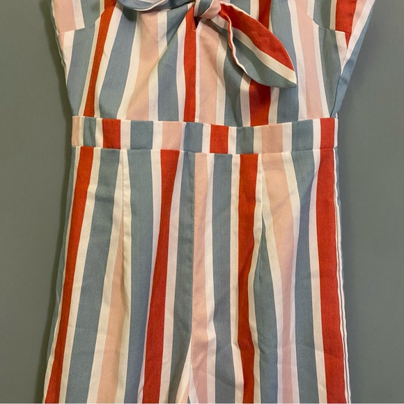 Romeo Juliet Pink Blue Striped Tie Front Couture Jumpsuit Sz M - Picture 4 of 7